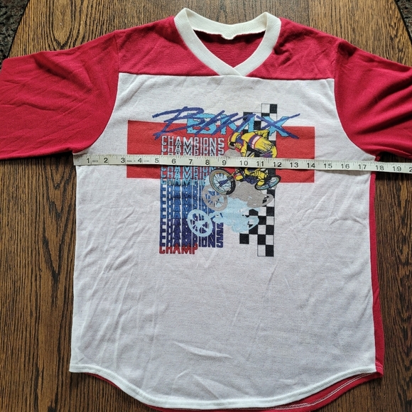 Vintage 1980s BMX Champions Sleeve V-neck Pajama Top Size Boy's 14 - Picture 5 of 6